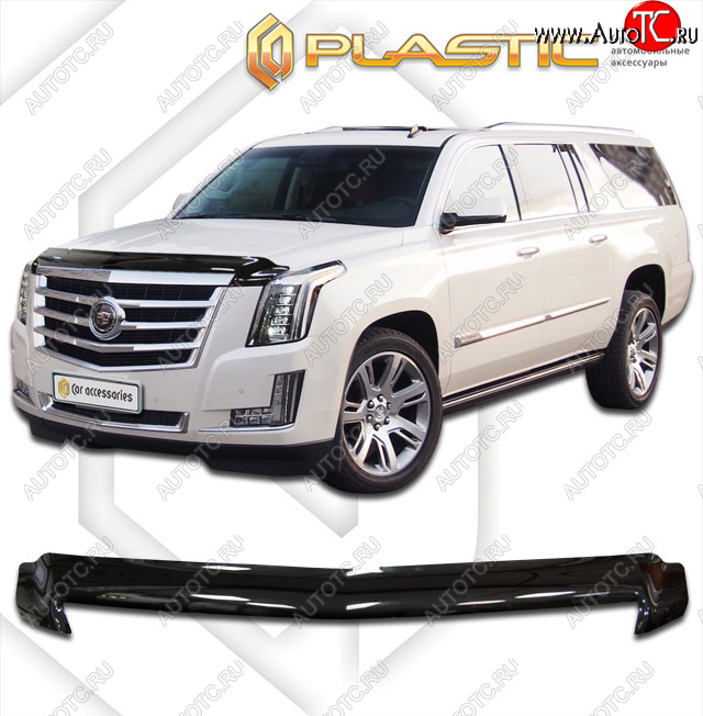 2 159 р. Дефлектор капота CA-Plastic  Cadillac Escalade  GMTK2 джип 5 дв. (2015-2020) короткая база (classic черный, без надписи)  с доставкой в г. Москва