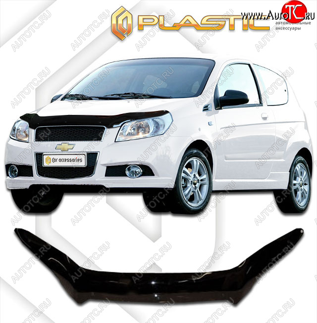 1 999 р. Дефлектор капота CA-Plastic  Chevrolet Aveo  T250 (2006-2011) хэтчбек 5 дв рестайлинг (classic черный, без надписи)  с доставкой в г. Москва