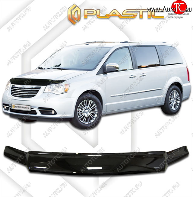 2 159 р. Дефлектор капота CA-Plastic  Chrysler Grand Voyager (2011-2016)  рестайлинг (classic черный, без надписи)  с доставкой в г. Москва