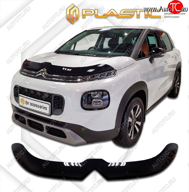 2 079 р. Дефлектор капота CA-Plastic  CITROEN C3 Aircross (2017-2021) дорестайлинг (classic черный, без надписи)  с доставкой в г. Москва