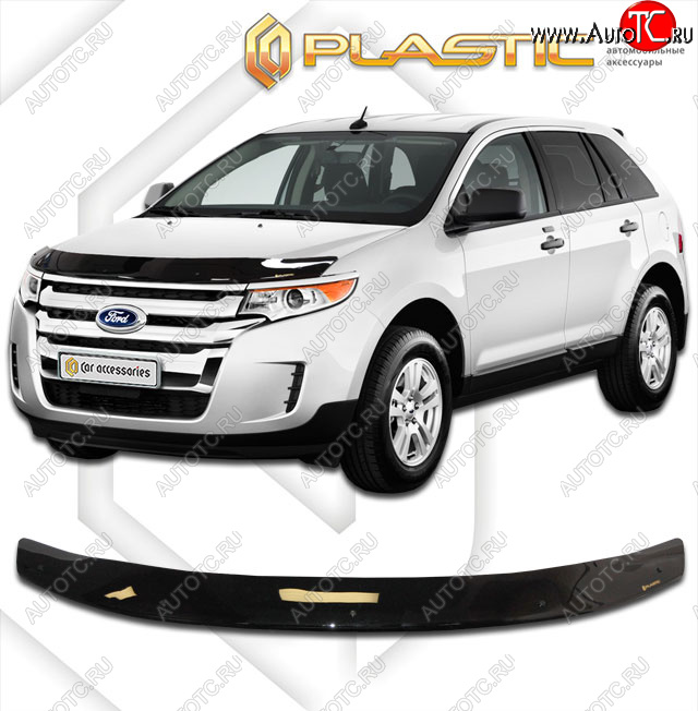 1 999 р. Дефлектор капота CA-Plastic  Ford Edge  U387 (2011-2015) рестайлинг (classic черный, без надписи)  с доставкой в г. Москва