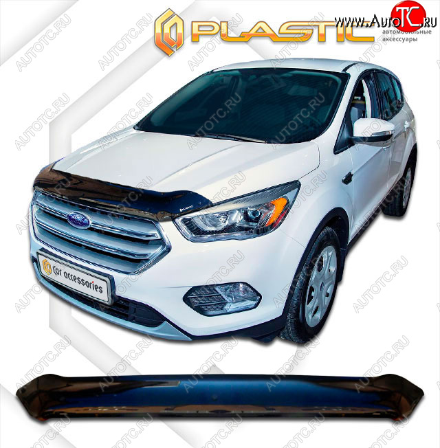 2 099 р. Дефлектор капота CA-Plastic  Ford Escape  3 (2016-2019) рестайлинг (classic черный, без надписи)  с доставкой в г. Москва