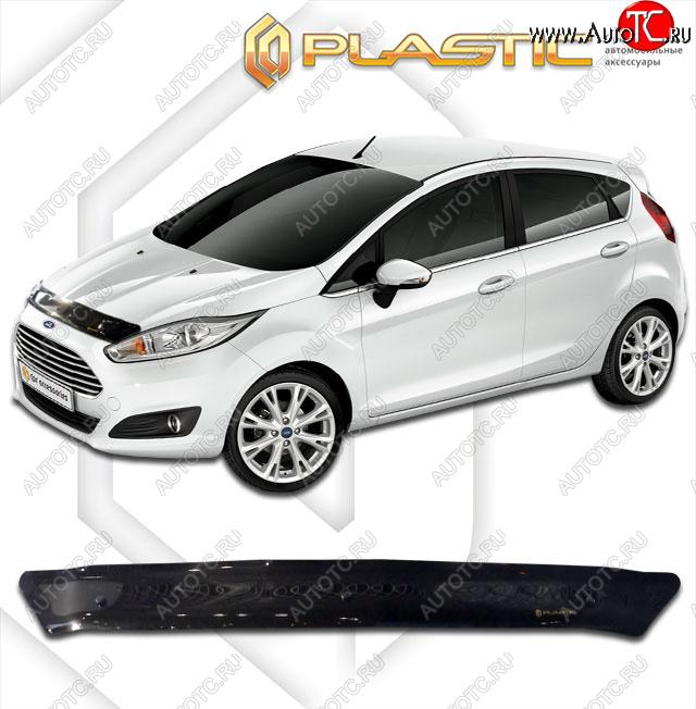 1 999 р. Дефлектор капота CA-Plastic  Ford Fiesta  6 (2012-2019) хэтчбэк 3 дв. рестайлинг, хэтчбэк 5 дв. рестайлинг (classic черный, без надписи)  с доставкой в г. Москва