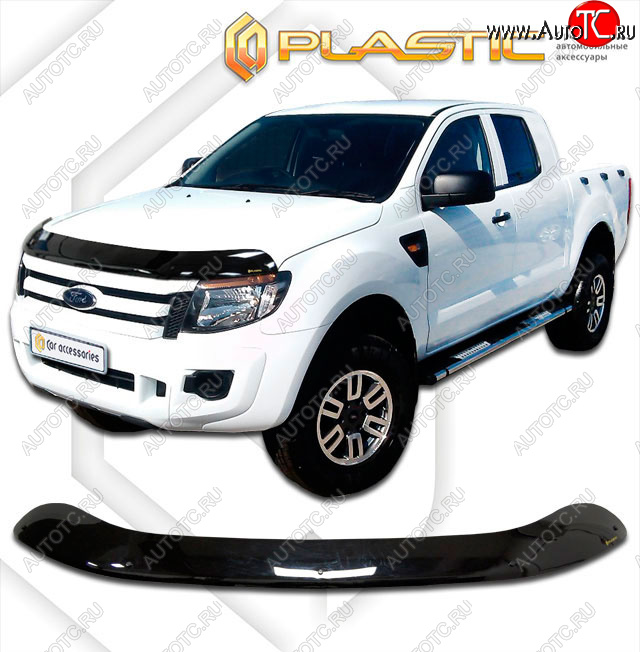 2 199 р. Дефлектор капота CA-Plastic  Ford Ranger  RapCab (2011-2016) дорестайлинг (classic черный, без надписи)  с доставкой в г. Москва