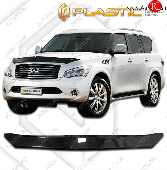 1 999 р. Дефлектор капота CA-Plastic  INFINITI QX56  Z62 (2010-2013) (classic черный, без надписи)  с доставкой в г. Москва