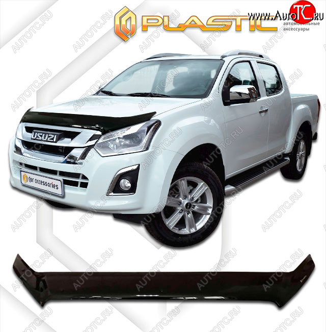 2 159 р. Дефлектор капота CA-Plastic  Isuzu D-Max  RT85,TFR ExtendedCab (2015-2021) рестайлинг (classic черный, без надписи)  с доставкой в г. Москва