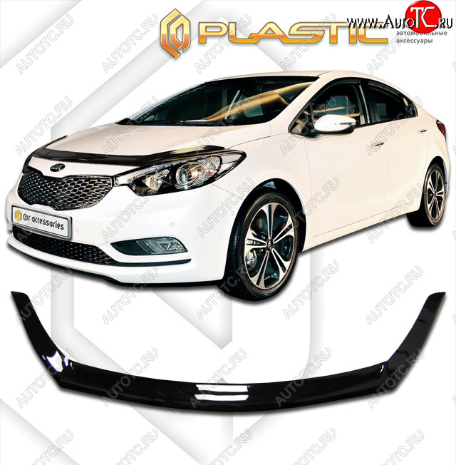 2 269 р. Дефлектор капота CA-Plastic  KIA Cerato  3 YD (2013-2016) дорестайлинг седан (classic черный, без надписи)  с доставкой в г. Москва