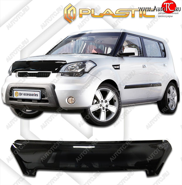 2 189 р. Дефлектор капота CA-Plastic  KIA Soul  AM (2011-2014) рестайлинг (classic черный, без надписи)  с доставкой в г. Москва