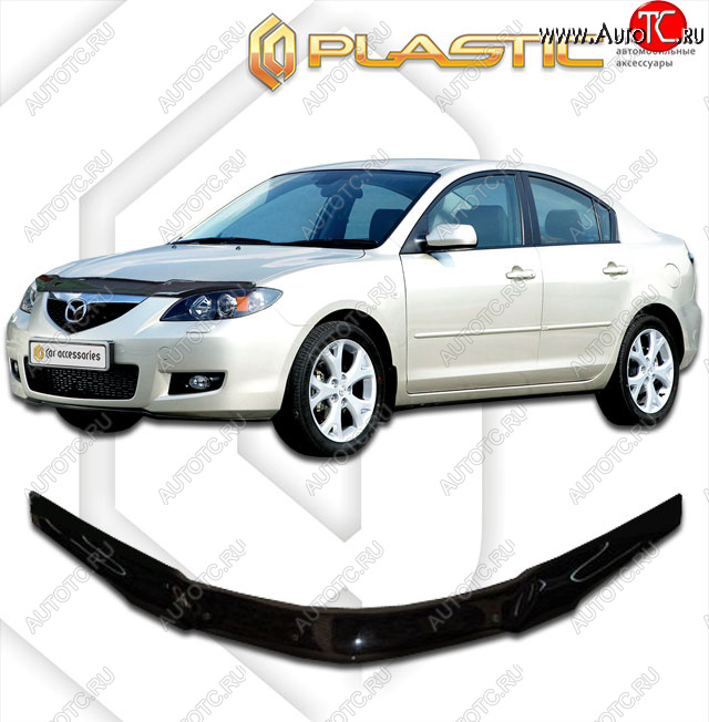 2 159 р. Дефлектор капота CA-Plastic Mazda 3/Axela BK дорестайлинг седан (2003-2006) (Classic черный)  с доставкой в г. Москва