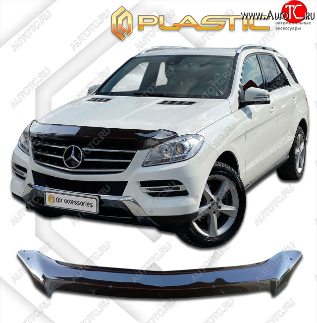 2 359 р. Дефлектор капота CA-Plastic  Mercedes-Benz ML class  W166 (2011-2015) (classic черный, без надписи)  с доставкой в г. Москва