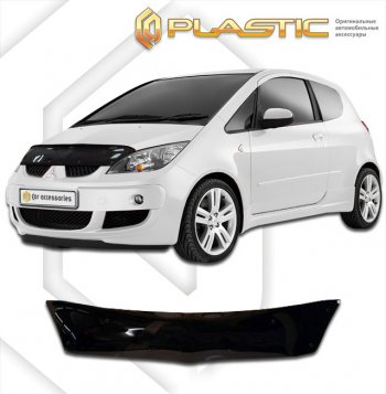 1 839 р. Дефлектор капота CA-Plastic  Mitsubishi Colt ( Z20, Z30 хэтчбэк 3 дв.,  Z30) (2002-2012) дорестайлинг, хэтчбэк 5 дв. дорестайлинг, рестайлинг, хэтчбэк 5 дв. рестайлинг (серия Сlassic черный)  с доставкой в г. Москва. Увеличить фотографию 2