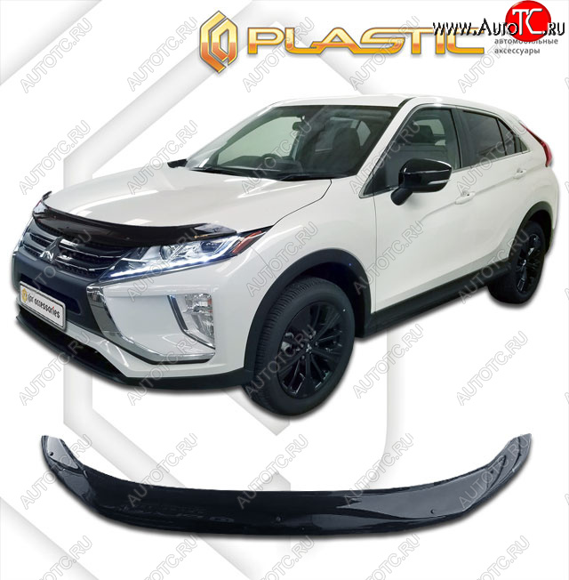 2 199 р. Дефлектор капота CA-Plastic  Mitsubishi Eclipse Cross  GK (2017-2021) дорестайлинг (classic черный, без надписи)  с доставкой в г. Москва