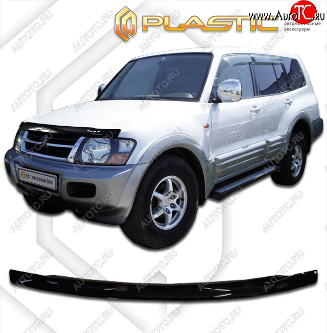 2 079 р. Дефлектор капота CA-Plastic  Mitsubishi Pajero  3 V60 (2003-2006) рестайлинг (classic черный, без надписи)  с доставкой в г. Москва