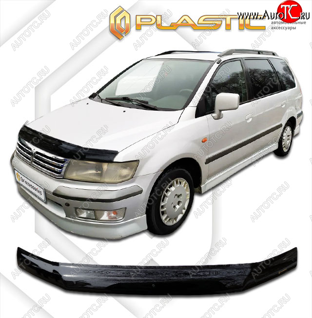 1 999 р. Дефлектор капота CA-Plastic  Mitsubishi Space Wagon  N94W (1998-2005) (classic черный, без надписи)  с доставкой в г. Москва