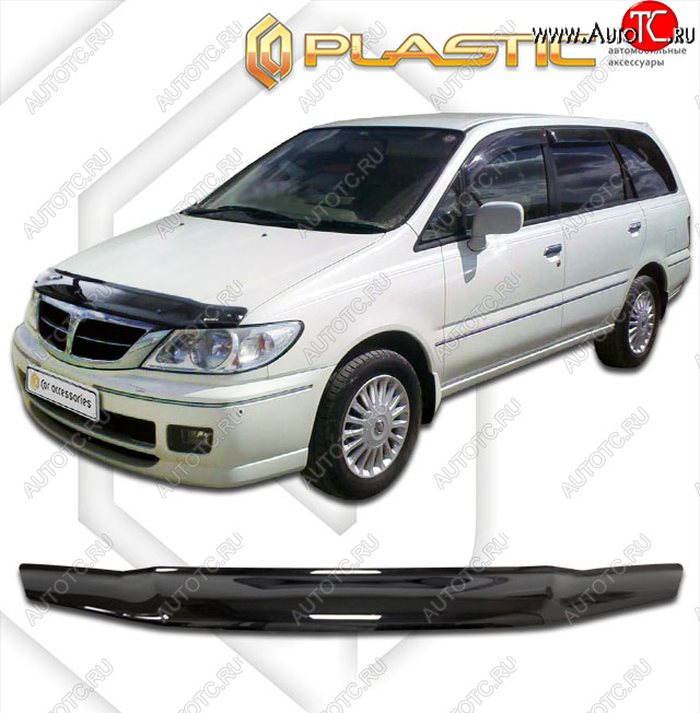 1 999 р. Дефлектор капота CA-Plastic  Nissan Presage  U30 (2001-2003) рестайлинг (classic черный, без надписи)  с доставкой в г. Москва