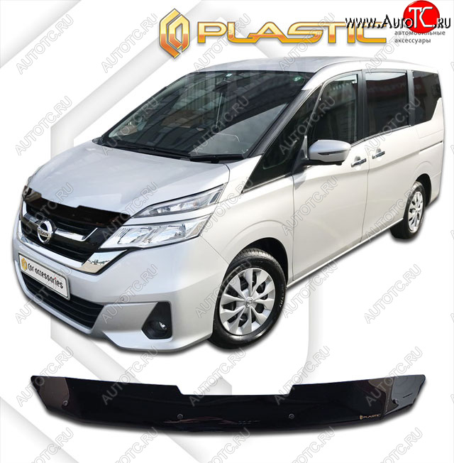 1 839 р. Дефлектор капота CA-Plastic  Nissan Serena  C27 (2016-2019) минивэн дорестайлинг (classic черный, без надписи)  с доставкой в г. Москва