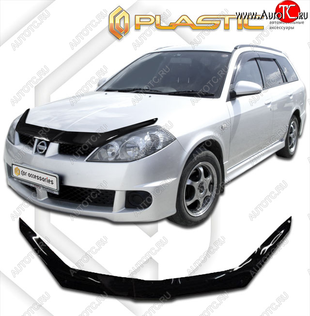 1 999 р. Дефлектор капота CA-Plastic  Nissan Wingroad  2 Y11 (2001-2005) рестайлинг универсал (classic черный, без надписи)  с доставкой в г. Москва