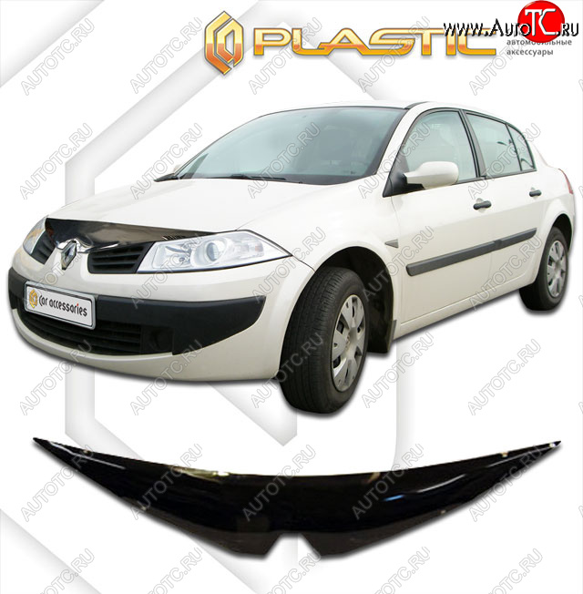 2 079 р. Дефлектор капота CA-Plastic  Renault Megane  седан (2006-2009)  рестайлинг (classic черный, без надписи)  с доставкой в г. Москва