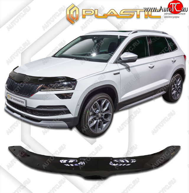 2 269 р. Дефлектор капота CA-Plastic  Skoda Karoq  NU7 (2017-2025) дорестайлинг, рестайлинг (classic черный, без надписи)  с доставкой в г. Москва