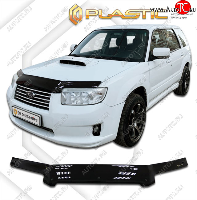 2 269 р. Дефлектор капота CA-Plastic  Subaru Forester  SG (2005-2008) рестайлинг (cерия Сlassic черный, без надписи)  с доставкой в г. Москва