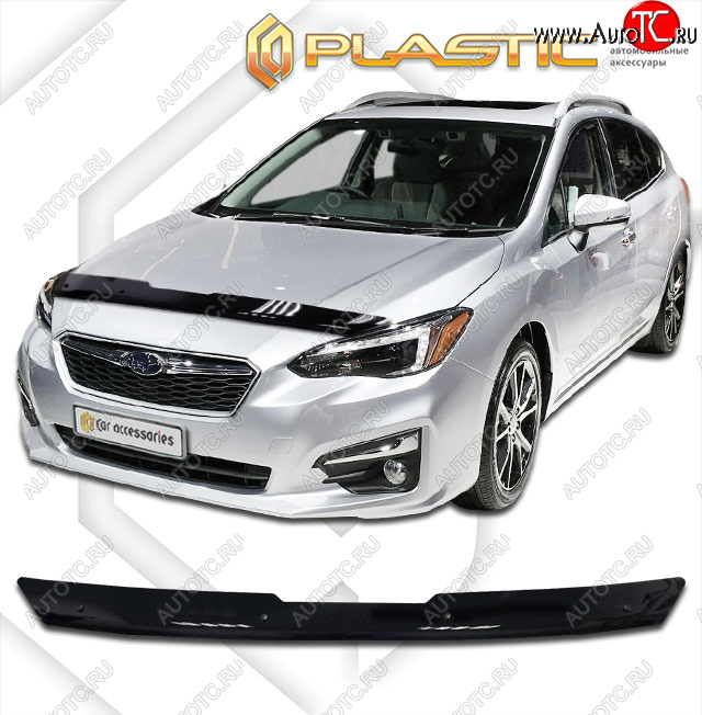 1 839 р. Дефлектор капота CA-Plastic  Subaru Impreza  GT (2016-2019) хэтчбэк дорестайлинг (classic черный, без надписи)  с доставкой в г. Москва