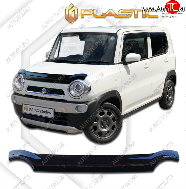 1 839 р. Дефлектор капота CA-Plastic  Suzuki Hustler  MR41S,MR31S (2014-2019) хэтчбэк 5 дв. (classic черный, без надписи)  с доставкой в г. Москва