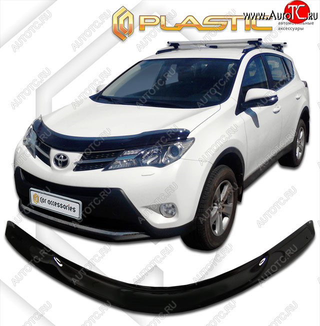 2 099 р. Дефлектор капота CA-Plastic  Toyota RAV4  XA40 (2012-2015) 5 дв. дорестайлинг (classic черный, без надписи)  с доставкой в г. Москва