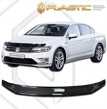 2 099 р. Дефлектор капота CA-Plastic Volkswagen Passat B8 седан дорестайлинг (2015-2019) (classic черный, без надписи)  с доставкой в г. Москва. Увеличить фотографию 1