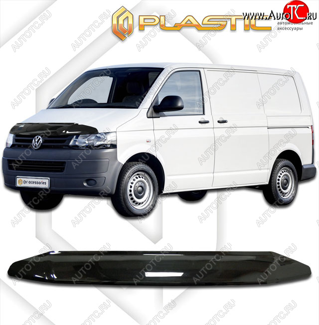 2 079 р. Дефлектор капота CA-Plastic  Volkswagen Transporter  T5 (2009-2015) рестайлинг (classic черный, без надписи)  с доставкой в г. Москва