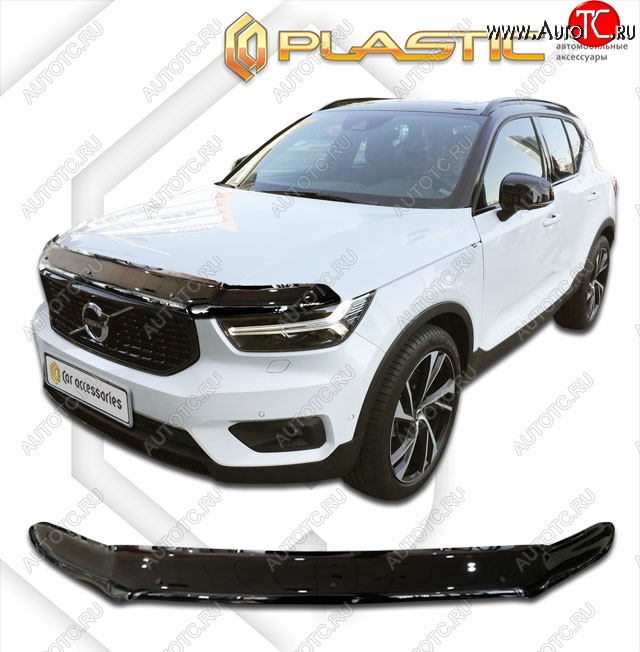 2 269 р. Дефлектор капота CA-Plastic  Volvo XC40 (2017-2022) (classic черный, без надписи)  с доставкой в г. Москва