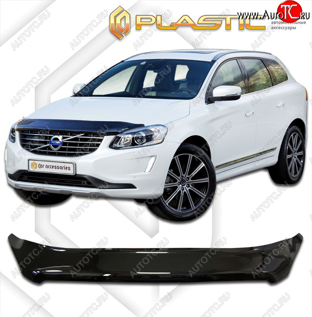 2 379 р. Дефлектор капота CA-Plastic  Volvo XC60 (2013-2017)  рестайлинг (classic черный, без надписи)  с доставкой в г. Москва