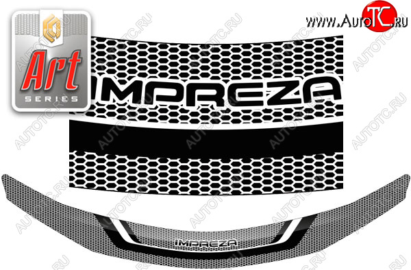 2 159 р. Дефлектор капота CA-Plastic  Subaru Impreza  GH (2007-2012) хэтчбэк (Серия Art черная)  с доставкой в г. Москва