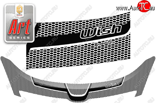 2 479 р. Дефлектор капота CA-Plastic  Toyota Wish  XE10 (2003-2005) дорестайлинг (Серия Art черная)  с доставкой в г. Москва