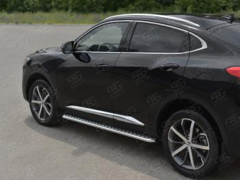 23 549 р. Пороги труба d42 с листом SLITKOFF Haval F7x  рестайлинг (2022-2024) (лист алюминиевый)  с доставкой в г. Москва. Увеличить фотографию 2