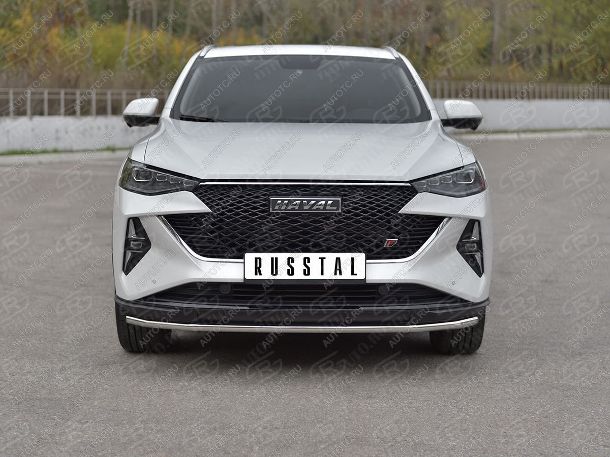 10 249 р. Защита переднего бампера d42 секции SLITKOFF Haval F7x  рестайлинг (2022-2024) (нержавейка полированная)  с доставкой в г. Москва