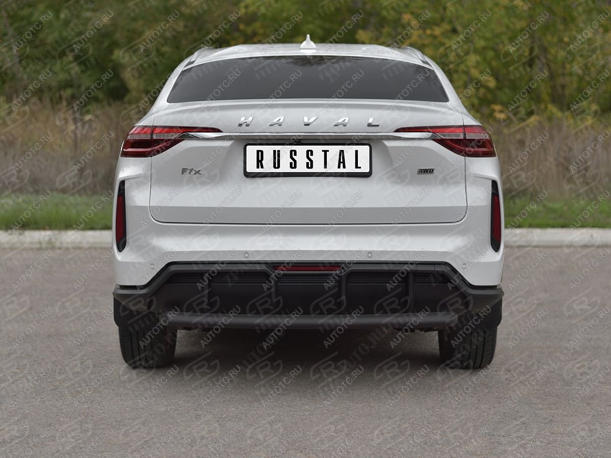 7 649 р. Защита заднего бампера d63 SLITKOFF  Haval F7x (2022-2025)  рестайлинг (нержавейка окрашенная в черный цвет)  с доставкой в г. Москва