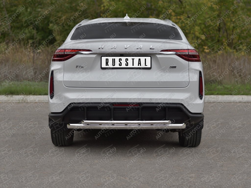 13 999 р. Защита заднего бампера d63*42 SLITKOFF  Haval F7x (2022-2024) рестайлинг (нержавейка полированная)  с доставкой в г. Москва