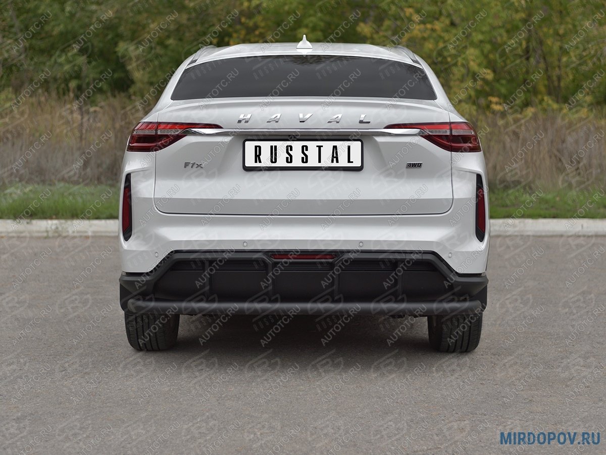 9 399 р. Защита заднего бампера d63 секции SLITKOFF  Haval F7x (2022-2025)  рестайлинг (нержавейка окрашенная в черный цвет)  с доставкой в г. Москва