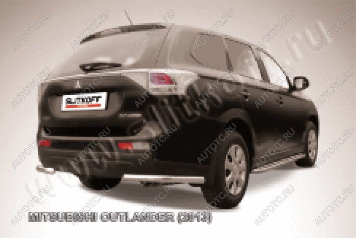 6 349 р. Защита заднего бампера уголки d57 Slitkoff  Mitsubishi Outlander  GF (2012-2014) дорестайлинг (Сталь с полимерным покрытием в цвет серебристый)  с доставкой в г. Москва