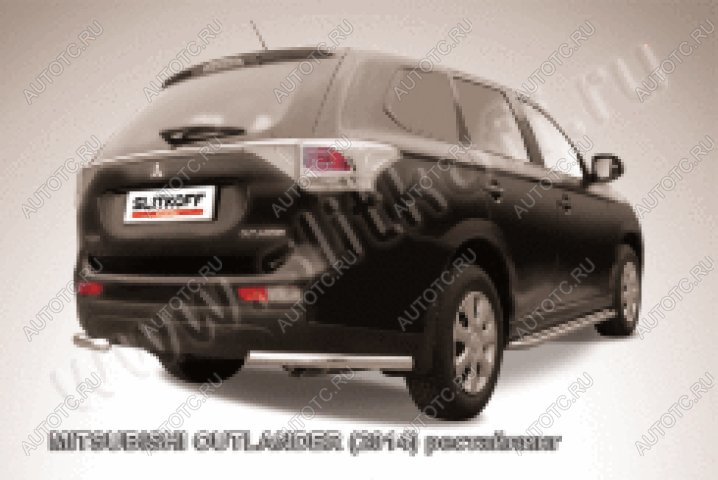 6 349 р. Защита заднего бампера уголки d57 Slitkoff  Mitsubishi Outlander  GF (2014-2016) 1-ый рестайлинг (Сталь с полимерным покрытием в цвет серебристый)  с доставкой в г. Москва