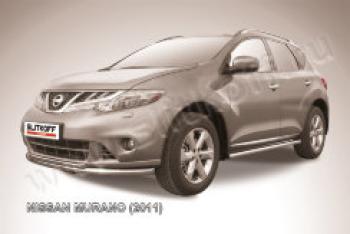 Защита переднего бампера d57+d42 двойная Slitkoff Nissan (Нисан) Murano (Мурано)  2 Z51 (2010-2016) 2 Z51 рестайлинг ()