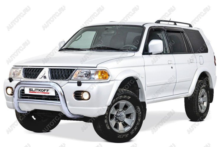 33 699 р. Защита переднего бампера кенгурятник d76 низкий Slitkoff  Mitsubishi Pajero Sport  PA (2004-2008) рестайлинг (нержавейка полированная)  с доставкой в г. Москва