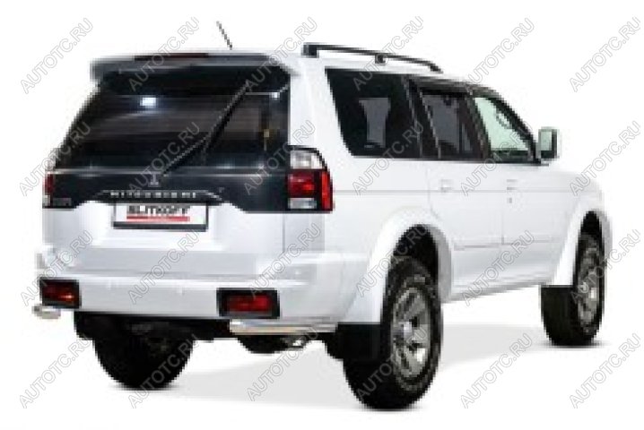 7 349 р. Защита заднего бампера уголки d57 Slitkoff  Mitsubishi Pajero Sport  PA (2004-2008) рестайлинг (нержавейка полированная)  с доставкой в г. Москва