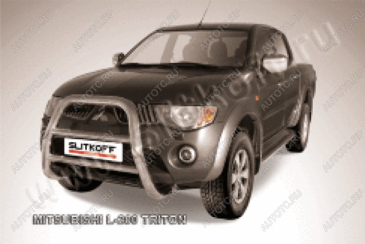 38 999 р. Защита переднего бампера кенгурятник d76 высокий (Triton) Slitkoff  Mitsubishi L200  4 (2006-2014)  дорестайлинг (нержавейка полированная)  с доставкой в г. Москва