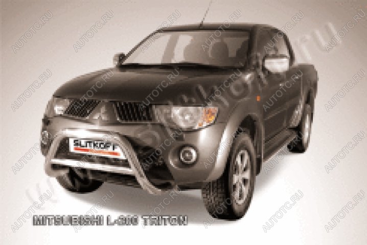 33 699 р. Защита переднего бампера кенгурятник d76 низкий (Triton) Slitkoff  Mitsubishi L200  4 (2006-2014)  дорестайлинг (нержавейка полированная)  с доставкой в г. Москва