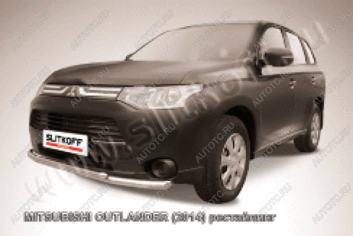 13 899 р. Защита переднего бампера d57+d42 двойная Slitkoff  Mitsubishi Outlander  GF (2014-2016) 1-ый рестайлинг (нержавейка полированная)  с доставкой в г. Москва