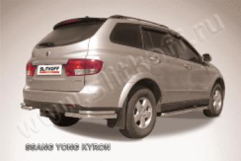 Защита заднего бампера уголки d57+d42 двойные Slitkoff SSANGYONG (Ссан) Kyron (Кайрон) (2007-2016) рестайлинг