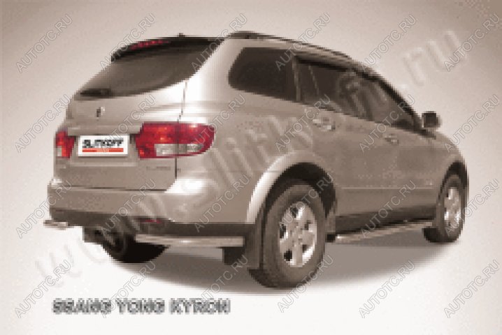 7 699 р. Защита заднего бампера уголки d57 Slitkoff  SSANGYONG Kyron (2007-2016) рестайлинг (нержавейка полированная)  с доставкой в г. Москва