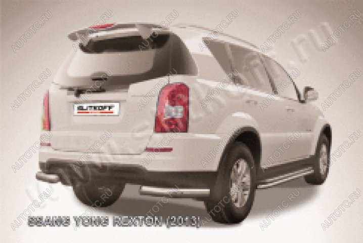 10 449 р. Защита заднего бампера уголки d76 Slitkoff  SSANGYONG Rexton  Y290 (2012-2017) (нержавейка полированная)  с доставкой в г. Москва