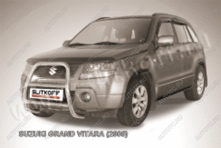 26 399 р. Защита переднего бампера кенгурятник d57 высокий Slitkoff  Suzuki Grand Vitara ( JT 5 дверей,  JT 3 двери) (2005-2008) дорестайлинг, дорестайлинг (нержавейка полированная)  с доставкой в г. Москва